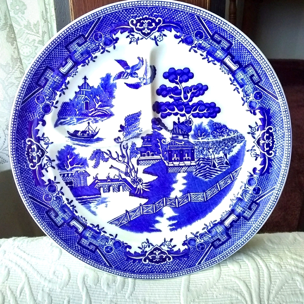 Shenango blue willow grill plate